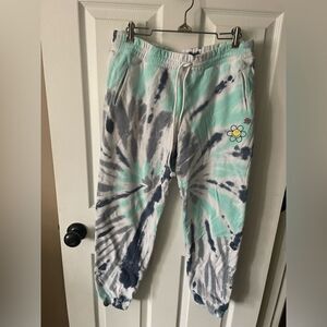 PJ Salvage Smiley Daydream Doodles Banded Pant Tie Dye Joggers Size M